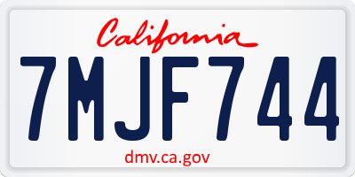 CA license plate 7MJF744