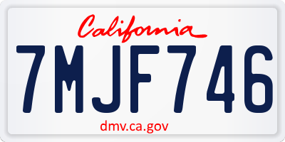 CA license plate 7MJF746