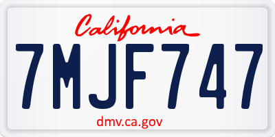 CA license plate 7MJF747