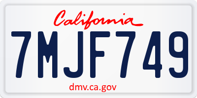 CA license plate 7MJF749