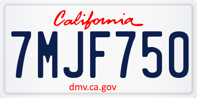 CA license plate 7MJF750