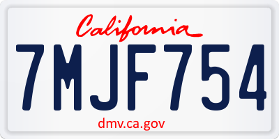 CA license plate 7MJF754