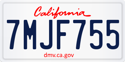 CA license plate 7MJF755