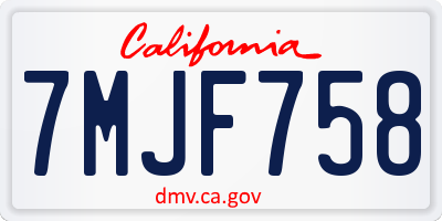 CA license plate 7MJF758