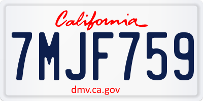 CA license plate 7MJF759