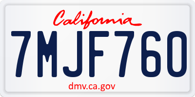 CA license plate 7MJF760