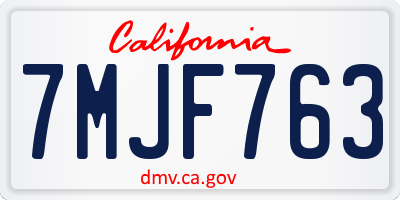 CA license plate 7MJF763