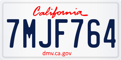 CA license plate 7MJF764