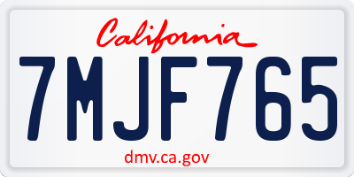 CA license plate 7MJF765