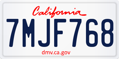 CA license plate 7MJF768