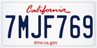 CA license plate 7MJF769