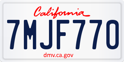 CA license plate 7MJF770