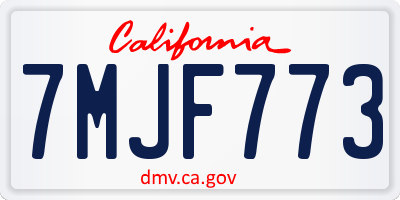 CA license plate 7MJF773