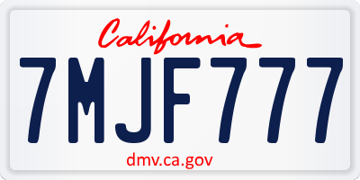 CA license plate 7MJF777