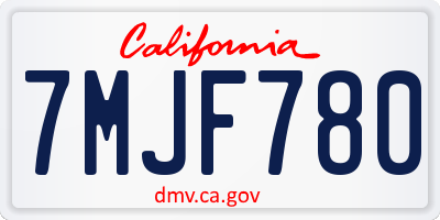 CA license plate 7MJF780