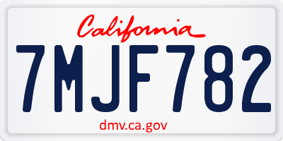 CA license plate 7MJF782
