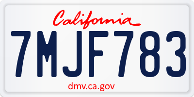 CA license plate 7MJF783