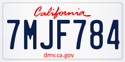 CA license plate 7MJF784