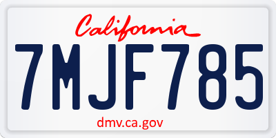 CA license plate 7MJF785