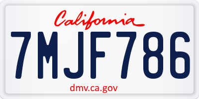 CA license plate 7MJF786