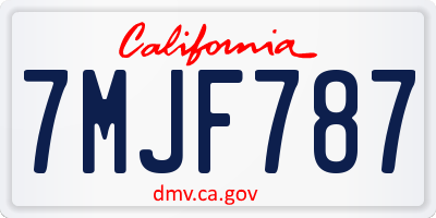 CA license plate 7MJF787