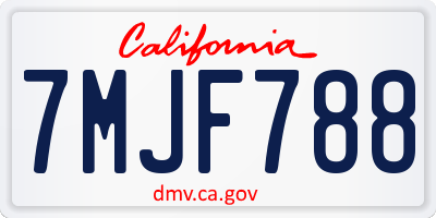 CA license plate 7MJF788