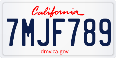 CA license plate 7MJF789