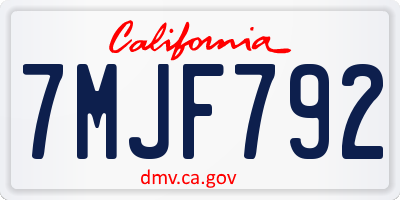 CA license plate 7MJF792
