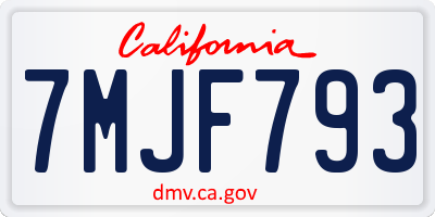 CA license plate 7MJF793