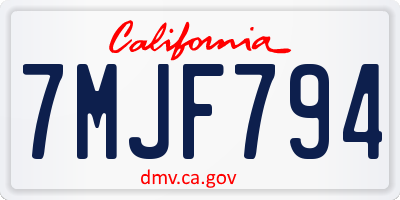 CA license plate 7MJF794