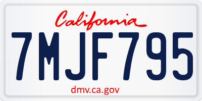 CA license plate 7MJF795