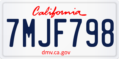 CA license plate 7MJF798