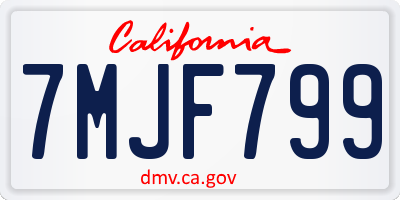 CA license plate 7MJF799
