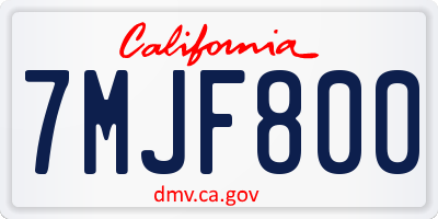 CA license plate 7MJF800