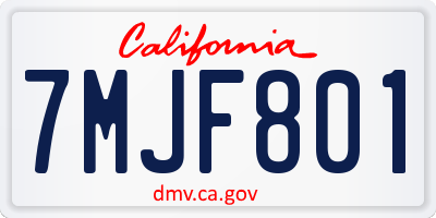 CA license plate 7MJF801