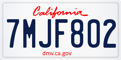 CA license plate 7MJF802