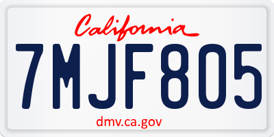 CA license plate 7MJF805