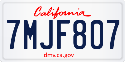 CA license plate 7MJF807