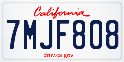 CA license plate 7MJF808