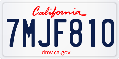 CA license plate 7MJF810