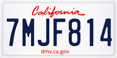 CA license plate 7MJF814