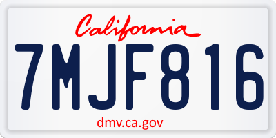 CA license plate 7MJF816