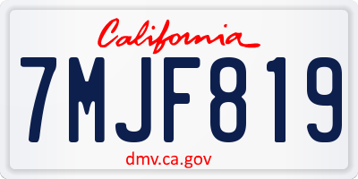 CA license plate 7MJF819