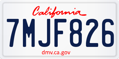 CA license plate 7MJF826