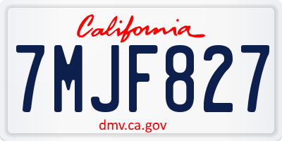 CA license plate 7MJF827