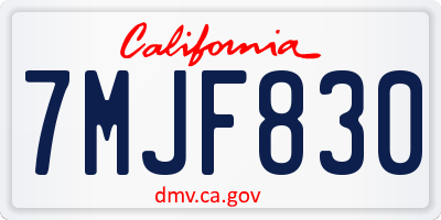 CA license plate 7MJF830