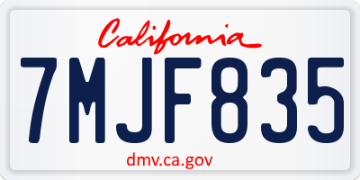 CA license plate 7MJF835