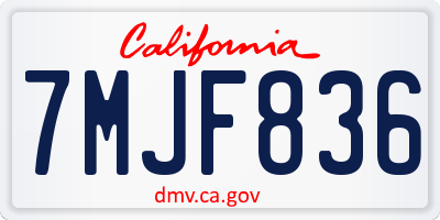 CA license plate 7MJF836