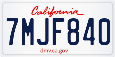 CA license plate 7MJF840