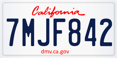 CA license plate 7MJF842